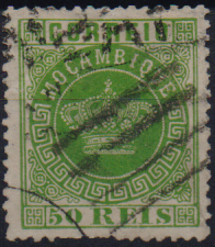 1545.jpg -     Lote:    1545                   Descrição:         1876 &mdash; Tipo Coroa. CE6, 50 reis verde, denteado 12 &frac12;. Valor de catálogo &euro; 182,00.        O       Valor Base:     &euro; 30,00     Valor Venda:     &euro;      