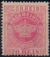 1548.jpg -     Lote:    1548                   Descrição:         1881/85 &mdash; Tipo Coroa. Novas cores. CE11, 20 reis rosa. Selo com muito ligeira transparência e algum papel colado no verso, porém muito raro. Valor de catálogo &euro; 1.900,00.        **       Valor Base:     &euro; 100,00     Valor Venda:     &euro;      