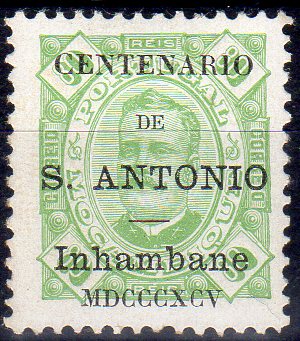1611.jpg -     Lote:    1611                   Descrição:         1895 &mdash; Selos de D. Carlos I de Moçambique com sobrecarga "Centenário de S. António". CE12, 80 reis verde claro. Valor de catálogo &euro; 127,00.        *       Valor Base:     &euro; 30,00     Valor Venda:     &euro;      