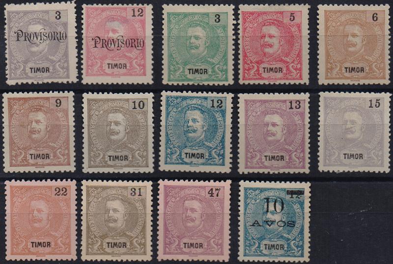 1733.jpg -     Lote:    1733                   Descrição:         1902/1905 &mdash; D. Carlos I, com sobrecarga PROVISORIO + D. Carlos I. Novas cores e valores + D. Carlos I, com sobretaxa. CE97/111. As três séries completas. Selo CE98 com transparência. Não cotado. Valor de catálogo &euro; 110,60.        *       Valor Base:     &euro; 22,00     Valor Venda:     &euro;      