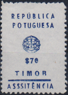 1750.jpg -     Lote:    1750                   Descrição:         1960/67 &mdash; Imposto Postal. Assistência. CE IP13, $70 azul escuro. Selo com $70 mais pequeno e variedades "POTUGUESA" e "ASSSISTÊNCIA". MB e MR. Valor de catálogo &euro; 250,00.        *       Valor Base:     &euro; 30,00     Valor Venda:     &euro;      