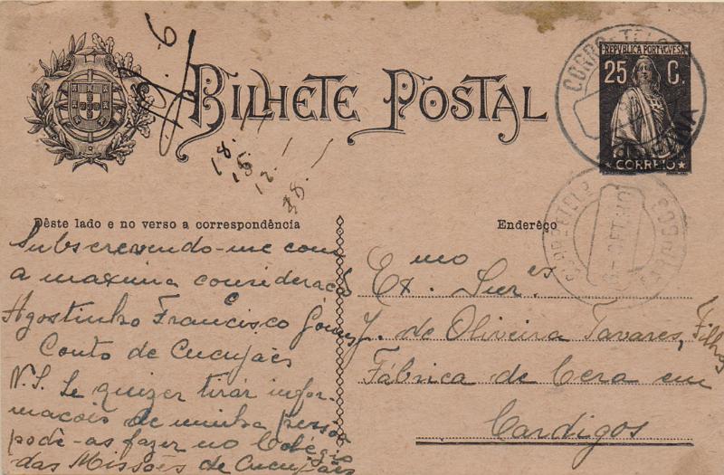 1803.jpg -     Lote:    1803                   Descrição:         Carimbos circulares datados, tipo 1880. 1924/26 &mdash; Ceres. OM74, 25c preto, circulado de Arrifana (05.09.30) para Cardigos. Carimbos a preto de ARRIFANA e CARDIGOS.        IC       Valor Base:     &euro; 15,00     Valor Venda:     &euro;      