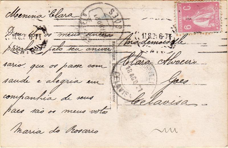 1804.jpg -     Lote:    1804                   Descrição:         Carimbos circulares datados, tipo 1880. 1917/20 &mdash; Ceres. CE228 em postal ilustrado circulado de Lisboa (17.08.21) para Celavisa (18.08.21) com trânsito por Goes (18.08.21). Carimbos batidos a preto de "CELAVISA" e "GOES".        PI       Valor Base:     &euro; 20,00     Valor Venda:     &euro;      