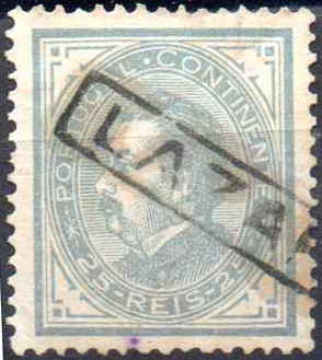 1837.jpg -     Lote:    1837                   Descrição:         Carimbos nominativos. 1880/81 &mdash; D. Luís. De perfil. CE54, 25 reis cinzento obliterado com carimbo batido a preto LAZARETO".        O       Valor Base:     &euro; 15,00     Valor Venda:     &euro;      