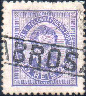 1839.jpg -     Lote:    1839                   Descrição:         Carimbos nominativos. 1884/87 &mdash; D. Luís I. De frente. Novos valores. CE63, 25 reis violeta azul. Obliterado com carimbo batido a preto "SABROSA".        O       Valor Base:     &euro; 10,00     Valor Venda:     &euro;      