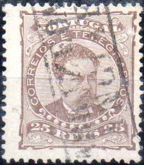 1843.jpg -     Lote:    1843                   Descrição:         Carimbos nominativos. 1882/83 &mdash; D. Luís. De frente. CE57, 25 reis castanho obliterado com carimbo batido a preto "CARRAZEDA DE ANCIÃES".        O       Valor Base:     &euro; 10,00     Valor Venda:     &euro;      
