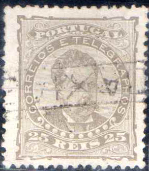 1844.jpg -     Lote:    1844                   Descrição:         Carimbos nominativos. 1882/83 &mdash; D. Luís. De frente. CE57, 25 reis castanho obliterado com carimbo batido a preto "CAXIAS".        O       Valor Base:     &euro; 10,00     Valor Venda:     &euro;      