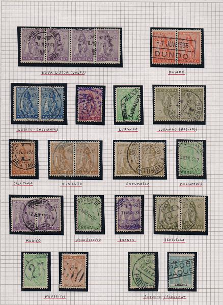 1876.jpg -     Lote:    1876                   Descrição:         Angola. Lote com cerca de 18 selos tipo Ceres filigranado, com carimbos diversos. Lote a ver.        Lote       Valor Base:     &euro; 20,00     Valor Venda:     &euro;      