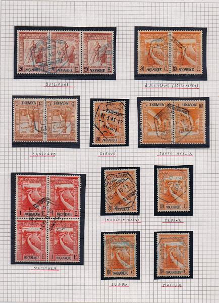 1920.jpg -     Lote:    1920                   Descrição:         Moçambique. Lote composto por 18 selos com carimbos obliterando selos tipo Império Colonial Português. Marcas geralmente bem batidas. Lote a ver.        Lote       Valor Base:     &euro; 15,00     Valor Venda:     &euro;      