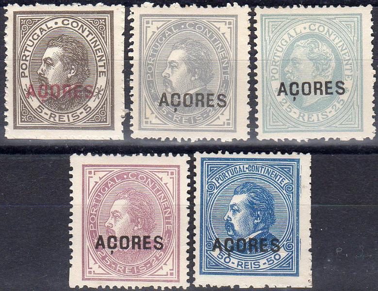 1966.jpg -     Lote:    1966                   Descrição:         Reimpressões de 1885. 1880/81 &mdash; D. Luís I. De perfil. CE32/35. Série completa incluindo duas tonalidades de 25 reis. Sinal de charneiras no verso. Valor de catálogo &euro; 150,00. Lote a ver        R*       Valor Base:     &euro; 30,00     Valor Venda:     &euro;      