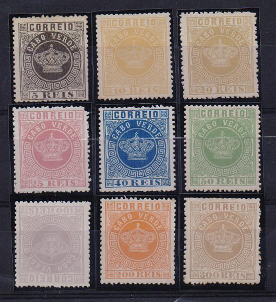 1970.jpg -     Lote:    1970                   Descrição:         Reimpressões de 1885 * 1877 &mdash; Tipo Coroa. CE1/9. Série completa. Valor de catálogo &euro; 225,00.        R*       Valor Base:     &euro; 100,00     Valor Venda:     &euro;      