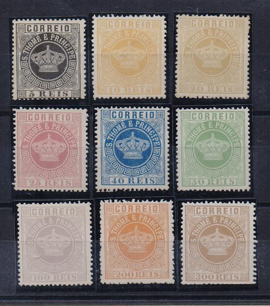 1978.jpg -     Lote:    1978                   Descrição:         Reimpressões de 1885 * 1870/77 &mdash; Tipo Coroa. CE1/9. Série completa. Valor de catálogo &euro; 225,00.        R*       Valor Base:     &euro; 100,00     Valor Venda:     &euro;      