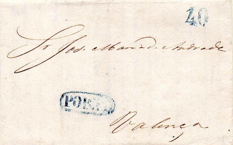 2096.jpg -     Lote:    2096      Lotes pelo Correio              Descrição:         Porto &mdash; A azul, GM PRT14 em carta datada do Porto (05.10.39) para Valença com o porte de 40 reis batido a preto.        Carta       Valor Base:     &euro; 5,00     Valor Venda:     &euro;      