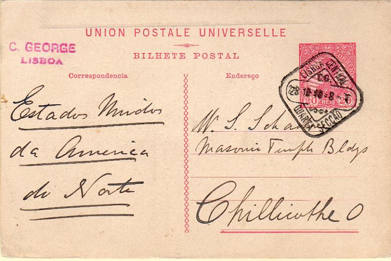 2113.jpg -     Lote:    2113      Lotes pelo Correio              Descrição:         1910 &mdash; D. Manuel II. OM49, 20 reis carmim. Circulado de Lisboa (28.10.10) para os EUA.        IC       Valor Base:     &euro; 5,00     Valor Venda:     &euro;      