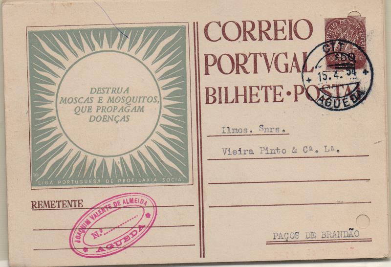 2159.jpg -     Lote:    2159      Lotes pelo Correio              Descrição:         1954 &mdash; Tipo Caravela. 7.ª Edição S.P.P. da Liga Portuguesa de Profilaxia. OM129, $50 s/ $30. Série completa de nove inteiros todos circulados, com furos de arquivo.        IC       Valor Base:     &euro; 15,00     Valor Venda:     &euro;      