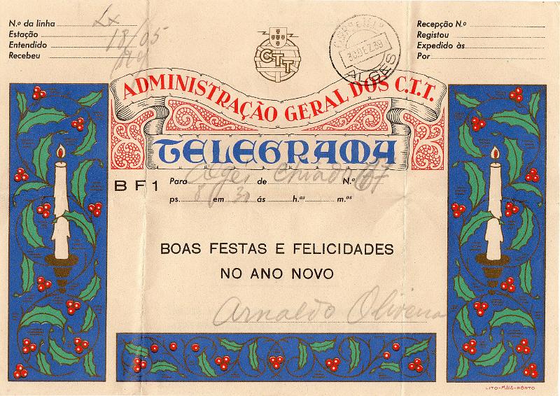 2190.jpg -     Lote:    2190      Lotes pelo Correio              Descrição:         1936/54 &mdash; Impressos de Telegramas Directos e Autógrafos. Boas Festas. Lote com 6 autógrafos BF, BF1 e BF2A, todos diferentes, incluindo dois da Radio Marconi.        Lote       Valor Base:     &euro; 8,00     Valor Venda:     &euro;      
