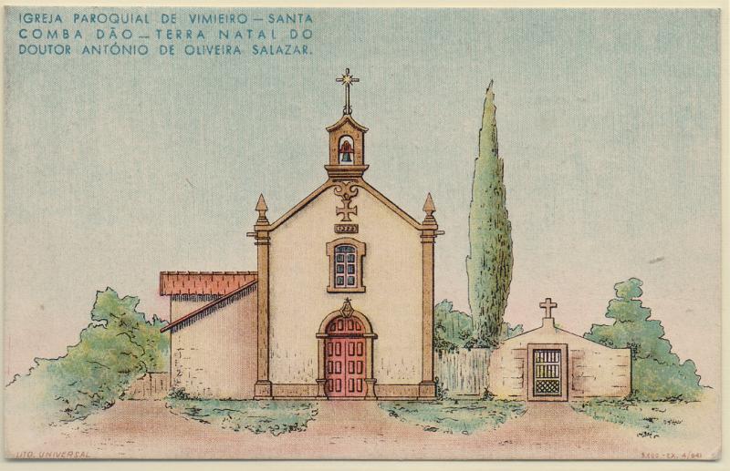 2260.jpg -     Lote:    2260      Lotes pelo Correio              Descrição:         Vimeiro &mdash; Igreja Paroquial &mdash; Santa Comba Dão. Terra Natal do Doutor António de Oliveira Salazar. Novo.        PI       Valor Base:     &euro; 8,00     Valor Venda:     &euro;      