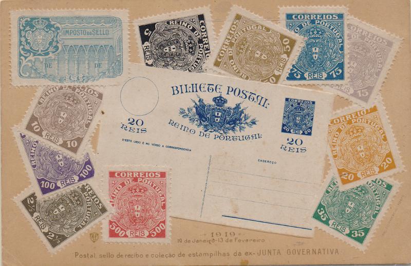 2291.jpg -     Lote:    2291      Lotes pelo Correio              Descrição:         Monarquia do Norte. 1919 / 19 Janeiro a 13 de fevereiro. Postal, sello de recibo e colecção de estampilhas da ex- Junta Governativa. Novo.        PI       Valor Base:     &euro; 8,00     Valor Venda:     &euro;      