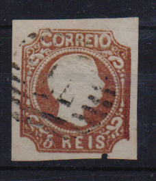 2449.jpg -     Lote:    2449      Lotes pelo Correio              Descrição:         1856/58 &mdash; D. Pedro V, cabelos anelados. CE10, 5 reis castanho, com boas margens. Valor de catálogo &euro; 170,00.        O       Valor Base:     &euro; 15,00     Valor Venda:     &euro;      