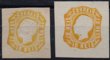 2466.jpg -     Lote:    2466      Lotes pelo Correio              Descrição:         1862/64 &mdash; D. Luís I. CE15, 10 reis amarelo laranja. Lote de dois selos com margens muito largas. Regomados.        RG***       Valor Base:     &euro; 50,00     Valor Venda:     &euro;      