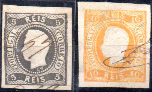 2473.jpg -     Lote:    2473      Lotes pelo Correio              Descrição:         1866/67 &mdash; D. Luís I. Fita curva. Não denteados. CE19/20. Lote composto por selos de 5 e 10 reis com boas margens, com utilização fiscal. Valor de catálogo &euro; 282,00.        O       Valor Base:     &euro; 12,00     Valor Venda:     &euro;      