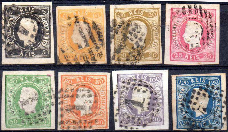 2474.jpg -     Lote:    2474      Lotes pelo Correio              Descrição:         1866/67 &mdash; D. Luís I, fita curva, não denteados. CE19/26. Série completa.        O       Valor Base:     &euro; 100,00     Valor Venda:     &euro;      