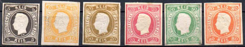 2476.jpg -     Lote:    2476      Lotes pelo Correio              Descrição:         1866/67 &mdash; D. Luís I. Fita curva, não denteados. CE19/24. Selos regomados e com margens curtas. Lote a ver.        RG**       Valor Base:     &euro; 150,00     Valor Venda:     &euro;      