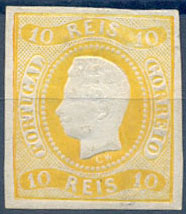 2477.jpg -     Lote:    2477      Lotes pelo Correio              Descrição:         1866/67. D. Luís I. Fita curva. Não denteado. CE20, 10 reis, amarelo laranja. Margens curtas. Valor de catálogo &euro; 420,00.        **       Valor Base:     &euro; 40,00     Valor Venda:     &euro;      