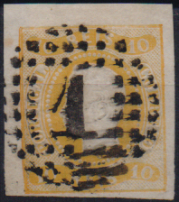 2478.jpg -     Lote:    2478      Lotes pelo Correio              Descrição:         1866/67 &mdash; D. Luís I. Fita curva, não denteados. CE20, 10 reis amarelo. Selo com margens excecionais. Valor de catálogo &euro; 265,00.        O       Valor Base:     &euro; 25,00     Valor Venda:     &euro;      