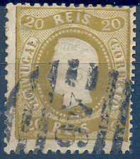 2496.jpg -     Lote:    2496      Lotes pelo Correio              Descrição:         1867/1870. D. Luís I. Fita curva. Denteado. CE29, 20 reis, bistre. Carimbo da 2ª reforma "46" &mdash; Porto. Valor de catálogo &euro; 195,00.        O       Valor Base:     &euro; 15,00     Valor Venda:     &euro;      