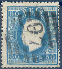2532.jpg -     Lote:    2532      Lotes pelo Correio              Descrição:         1879/1880 - D. Luís I. Fita direita. Novas cores. Selos de 50 reis, azul, CE50, denteado 13 &frac12;. Obliterado com o carimbo "97" &mdash; Mealhada. Valor de catálogo &euro; 95,00.         O       Valor Base:     &euro; 7,00     Valor Venda:     &euro;      