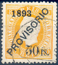 2579.jpg -     Lote:    2579      Lotes pelo Correio              Descrição:         1892/1893. D. Luís I. Sobrecargas "Provisório". CE96. Selo 50s/80r, amarelo laranja, sobrecarga 'd'. Valor de catálogo &euro; 195,00.        O       Valor Base:     &euro; 20,00     Valor Venda:     &euro;      