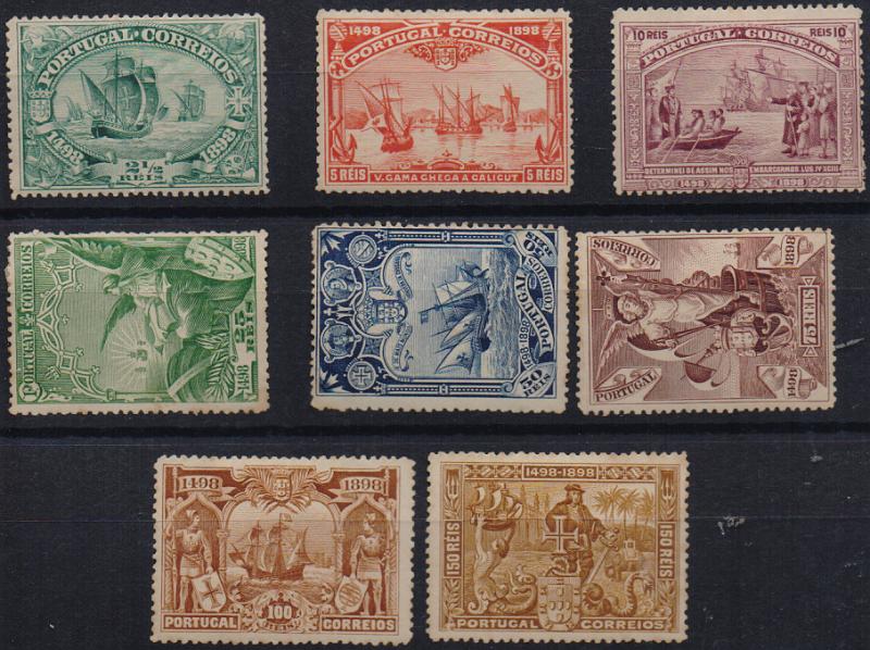 2605.jpg -     Lote:    2605      Lotes pelo Correio              Descrição:         1898 &mdash; 4.º Centenário do Descobrimento do Caminho Marítimo para a Índia. CE148/155. Série completa. Valor de catálogo &euro; 310,00.        **       Valor Base:     &euro; 35,00     Valor Venda:     &euro;      