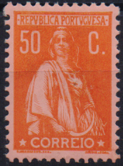 2631.jpg -     Lote:    2631      Lotes pelo Correio              Descrição:         1912 &mdash; Ceres. CE219, 50c laranja s/ salmão, papel porcelana colorido, denteado 12x11 &frac12;. Valor de catálogo &euro; 265,00.        **       Valor Base:     &euro; 25,00     Valor Venda:     &euro;      