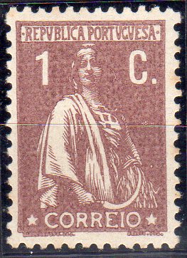 2634.jpg -     Lote:    2634      Lotes pelo Correio              Descrição:         1917/20 &mdash; Ceres. Novas taxas e cores. CE221, 1C castanho, denteado 12x11 &frac12;, papel liso, com impressão sarapintada.        ***       Valor Base:     &euro; 4,00     Valor Venda:     &euro;      