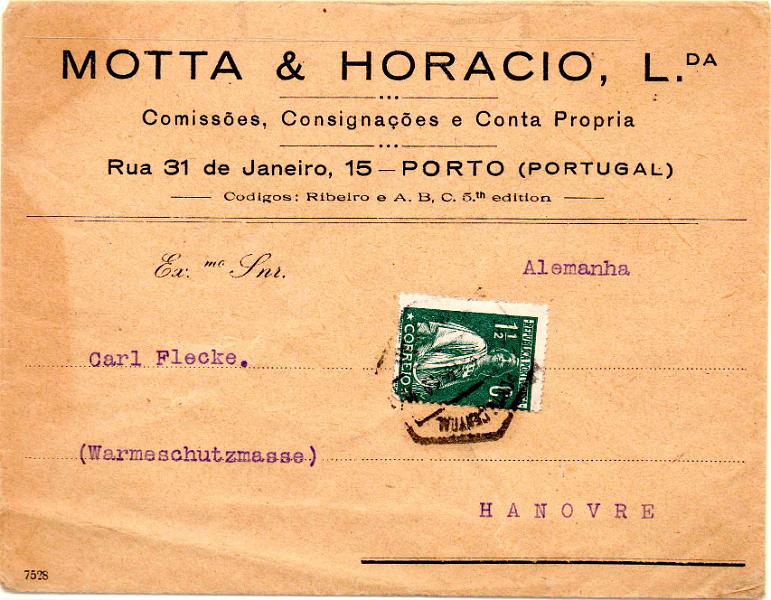 2636.jpg -     Lote:    2636      Lotes pelo Correio              Descrição:         1917/20 &mdash; Ceres. Sobrescrito circulado do Porto para Hanôver com selo de 1 &frac12; c CE222. Porte de impressos.        Carta       Valor Base:     &euro; 5,00     Valor Venda:     &euro;      