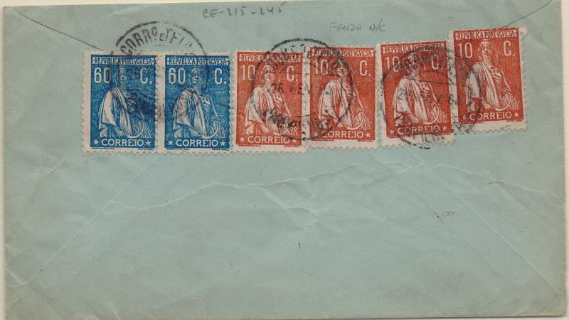 2666.jpg -     Lote:    2666      Lotes pelo Correio              Descrição:         1912/22 &mdash; Ceres. Sobrescrito circulado da Pampilhosa da Serra (26.02.24) com 4 selos de 10c CE215 e dois selos de 60c CE245.        Carta       Valor Base:     &euro; 16,00     Valor Venda:     &euro;      