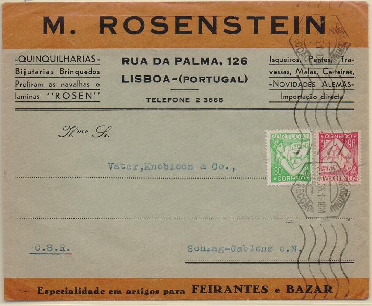 2727.jpg -     Lote:    2727      Lotes pelo Correio              Descrição:         1931/33 &mdash; Lusíadas. Sobrescrito circulado de Lisboa (26.05.31) para República Checa, com selos de 80c e 95c CE524 e 545.        Carta       Valor Base:     &euro; 8,00     Valor Venda:     &euro;      