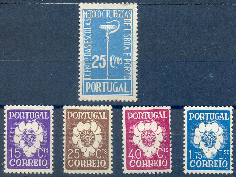 2736.jpg -     Lote:    2736      Lotes pelo Correio              Descrição:         1937 &mdash; 1º Centenário da Fundação das Escolas Médico-Cirúrgicas de Lisboa e Porto, CE576 + 5º Congresso Internacional da Vinha e do Vinho, CE579/582. Valor de catálogo &euro; 158,00.         ***/**       Valor Base:     &euro; 17,00     Valor Venda:     &euro;      