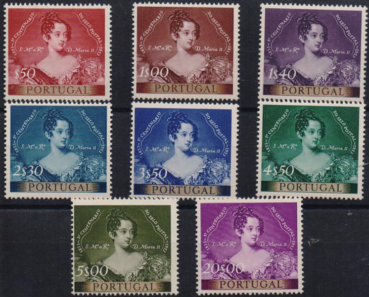 2787.jpg -     Lote:    2787      Lotes pelo Correio              Descrição:         1953 &mdash; Centenário do Selo Postal Português. CE786/793. Série completa. Valor de catálogo &euro; 114,00.        **       Valor Base:     &euro; 12,00     Valor Venda:     &euro;      