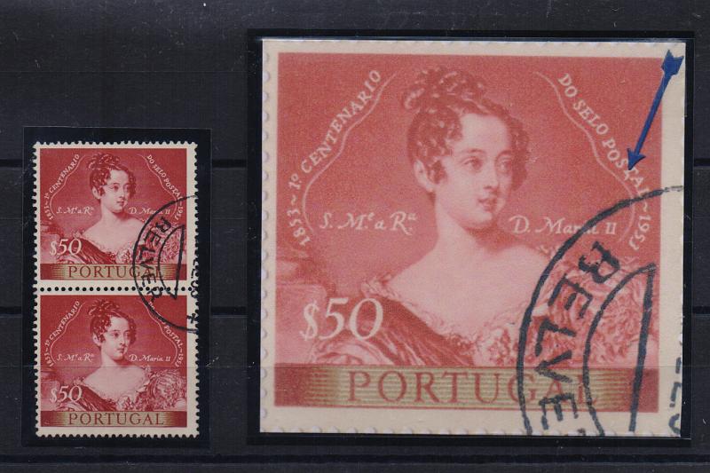 2788.jpg -     Lote:    2788      Lotes pelo Correio              Descrição:         1953 &mdash; Centenário do Selo Postal Português. CE786, $50 vermelho. Par vertical em que um dos selos tem a variedade "," depois de "T" de "POSTAL".        O       Valor Base:     &euro; 5,00     Valor Venda:     &euro;      