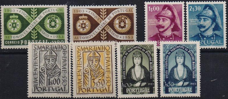 2794.jpg -     Lote:    2794      Lotes pelo Correio              Descrição:         1953 &mdash; Centenário de S. Martinho Dume + Centenário de Gomes Fernandes + Cinquentenário do ACP + Centenário de Santa Joana. CE778/785. Séries completas. Selos regomados.        RG***       Valor Base:     &euro; 8,00     Valor Venda:     &euro;      