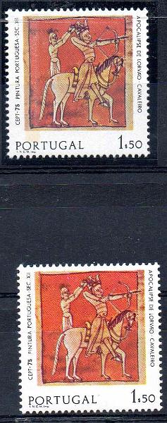 2837.jpg -     Lote:    2837      Lotes pelo Correio              Descrição:         1975 &mdash; Europa. CE1251, 1$50. Selo com fundo escuro. Acompanha selo normal para comparação.        ***       Valor Base:     &euro; 5,00     Valor Venda:     &euro;      