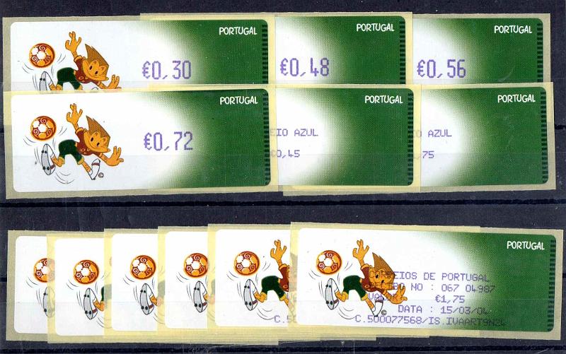 2901.jpg -     Lote:    2901      Lotes pelo Correio              Descrição:         2004 &mdash; UEFA * Euro 2004. Máquina CROUZET. CE ETQ28. Correio normal + correio azul, com recibos. Impressão a preto.        ETQ       Valor Base:     &euro; 6,00     Valor Venda:     &euro;      