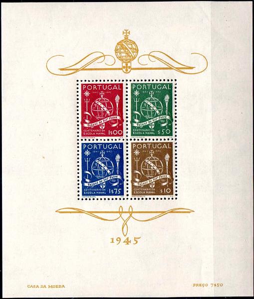2926.jpg -     Lote:    2926      Lotes pelo Correio              Descrição:         1945 &mdash; Centenário da Escola Naval. CE BLC9. Valor de catálogo &euro; 84,90.        BLC***       Valor Base:     &euro; 10,00     Valor Venda:     &euro;      