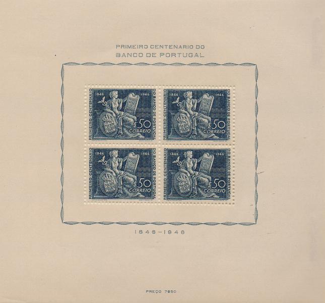2927.jpg -     Lote:    2927      Lotes pelo Correio              Descrição:         1946 &mdash; Centenário do Banco de Portugal. CE BLC11. Valor de catálogo &euro; 155,00.        BLC**       Valor Base:     &euro; 15,00     Valor Venda:     &euro;      