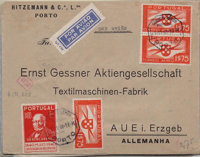 2960.jpg -     Lote:    2960      Lotes pelo Correio              Descrição:         1936/41 &mdash; Tipo Hélice. Lote com nove cartas com selos tipo Hélice para diversos países (Suécia, Suíça, Alemanha (2), república Checa, EUA e Cuba, com selos de 5$00 (5), 2$50 (2) e 1$75 (11). Lote a ver.        Lote       Valor Base:     &euro; 20,00     Valor Venda:     &euro;      