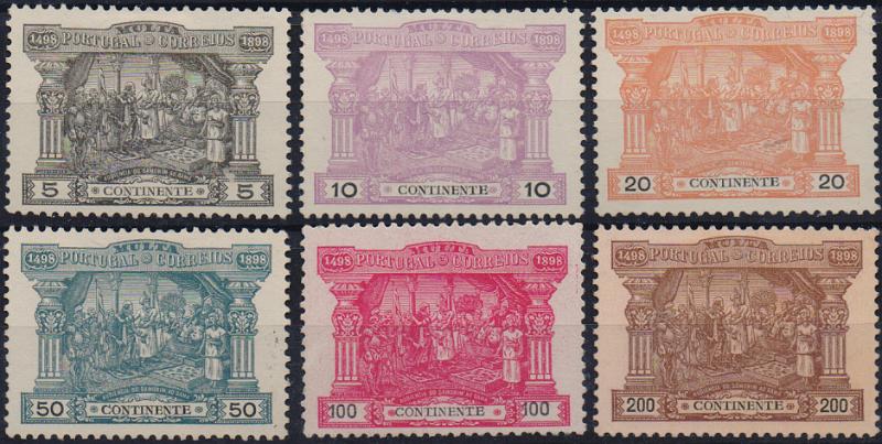 2964.jpg -     Lote:    2964      Lotes pelo Correio              Descrição:         1898 &mdash; Porteado. 4.º Centenário do Descobrimento do Caminho Marítimo para a Índia. CE POR 1/6. Série completa. Valor de catálogo &euro; 425,00.        *       Valor Base:     &euro; 30,00     Valor Venda:     &euro;      