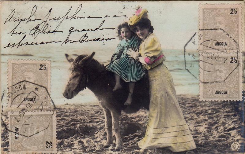 3019.jpg -     Lote:    3019      Lotes pelo Correio              Descrição:         1898/1901 &mdash; D. Carlos I Mouchon. Postal ilustrado circulado de Moçamedes (28.11.07) para Lisboa, com 4 selos de 2 &frac12; reis CE38.        PI       Valor Base:     &euro; 5,00     Valor Venda:     &euro;      