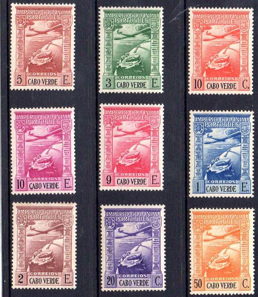 3063.jpg -     Lote:    3063      Lotes pelo Correio              Descrição:         1938 &mdash; Correio Aéreo. Império Colonial Português. CE CA 1/9. Série completa. Valor de catálogo &euro; 89,00.        RG***       Valor Base:     &euro; 10,00     Valor Venda:     &euro;      